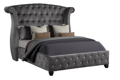 1st Choice Contemporary Elegant Style Sophia Queen Bed in Gray