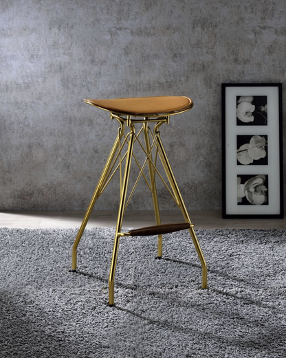 Dragea Whiskey Synthetic Leather & Gold Finish Bar Stool (Set of 2)