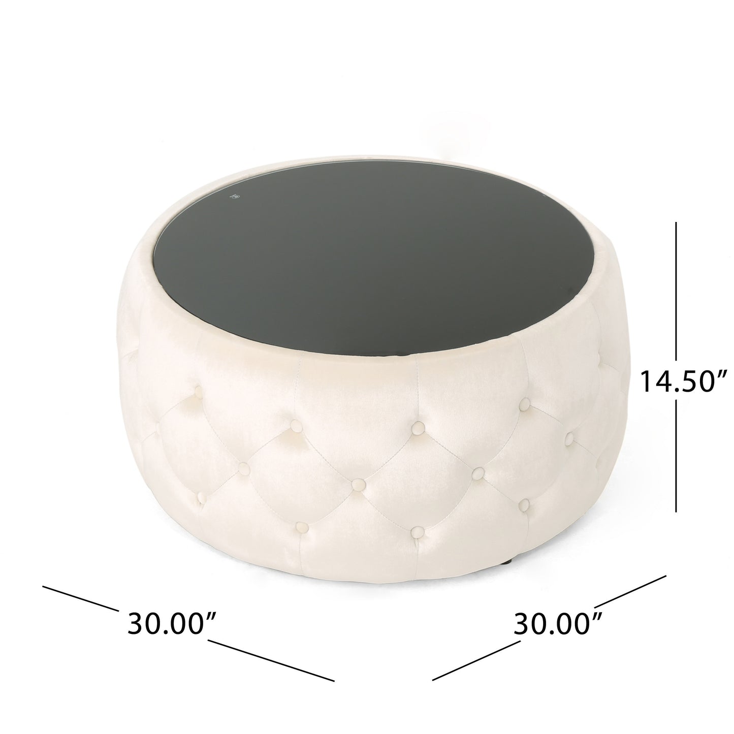 1st Choice Contemporary Beige Durable Velvet Living Room Ottoman