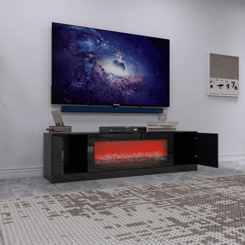 1st Choice Modern Black Electric Fireplace TV Stand with Insert Fireplace