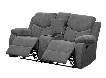 Gray Chenille Reclining Loveseat with Console & Cup Holders