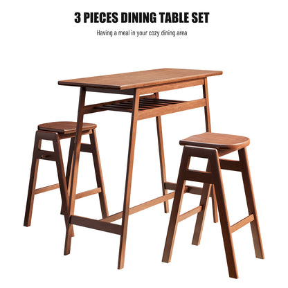 1st Choice 3-Piece Pub Dining Set - Retro Bar Table & Stackable Stools