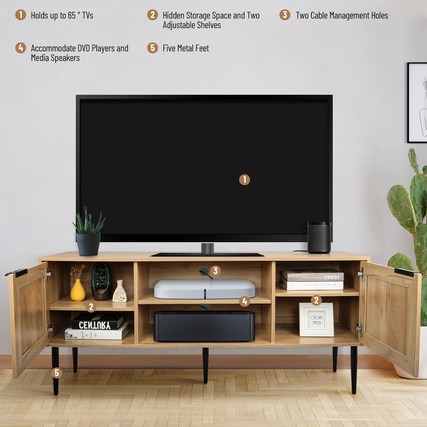 1st Choice Wooden TV Stand Console Table for TVs up to 65 Inches