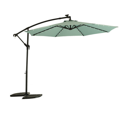 10ft Solar LED Offset Hanging Market Patio Umbrella  ( Light green )(No Base)