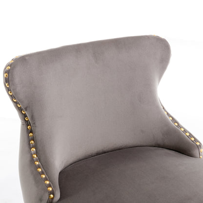 Seat Wide19.3 inches,Golden Swivel Velvet Barstools Adjusatble Seat Height from 25~33 Inch, Wing-Back Upholstered Bar Stools with Backs Comfortable Tufted for Kitchen Island or Bar,Gray,Set of 2