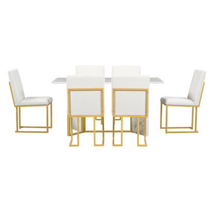 1st Choice 7-Piece Dining Table Set Artificial Marble Sticker Tabletop