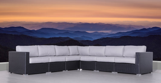Fully Assembled 122'' Wide Outdoor Wicker Patio Sectional with Cushions