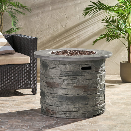 Outdoor 32' Round MgO Propane Fire Pit, Grey Top - 40,000 BTU