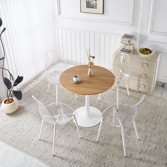 1+4 for 5pcs dining set,1table+4chair, Round Marble-Patterned Pub Table for Home Bar & Kitchen