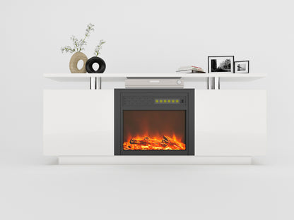 1st Choice Modern 160CM  High Gloss TV Cabinet with Fireplace in White