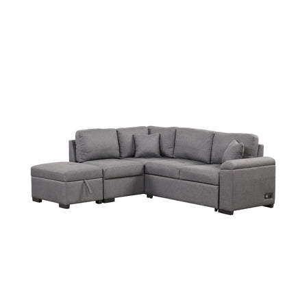 1st Choice Sleeper Sectional Sofa L-Shape Corner Couch Sofa-Bed in Grey