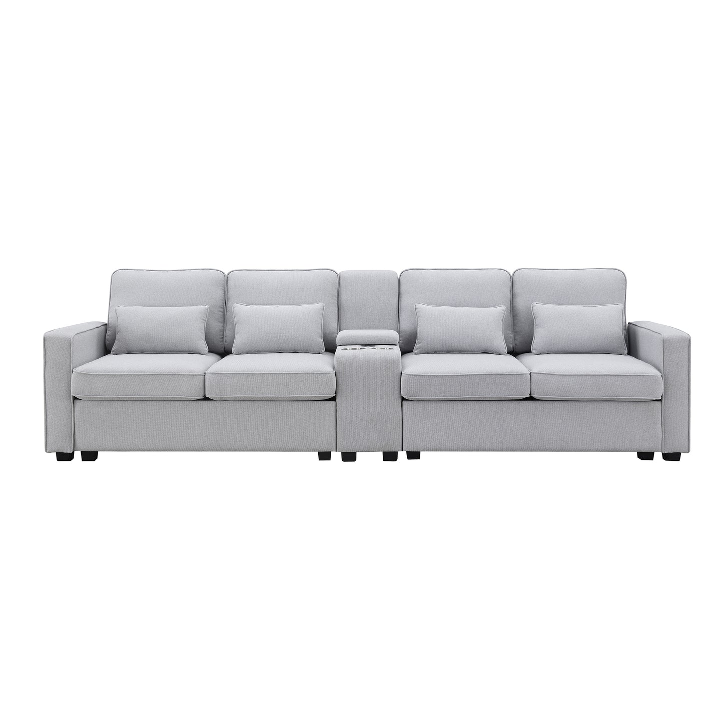 1st Choice Upholstered Sofa Modern Linen Fabric Couches with 4 Pillows