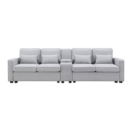 1st Choice Upholstered Sofa Modern Linen Fabric Couches with 4 Pillows