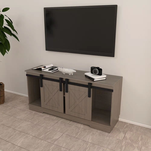 1st Choice Modern Lane TV Stand with Sliding Barndoors in Rustic Gray