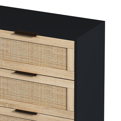 1st Choice Modern Living Room Rattan Storage Cabinet in Black