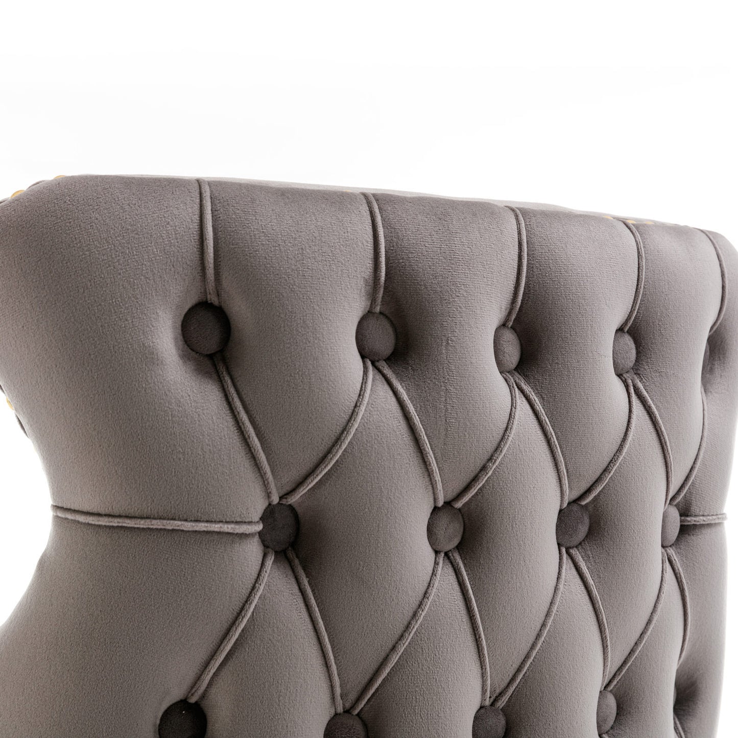 Seat Wide19.3 inches,Golden Swivel Velvet Barstools Adjusatble Seat Height from 25~33 Inch, Wing-Back Upholstered Bar Stools with Backs Comfortable Tufted for Kitchen Island or Bar,Gray,Set of 2