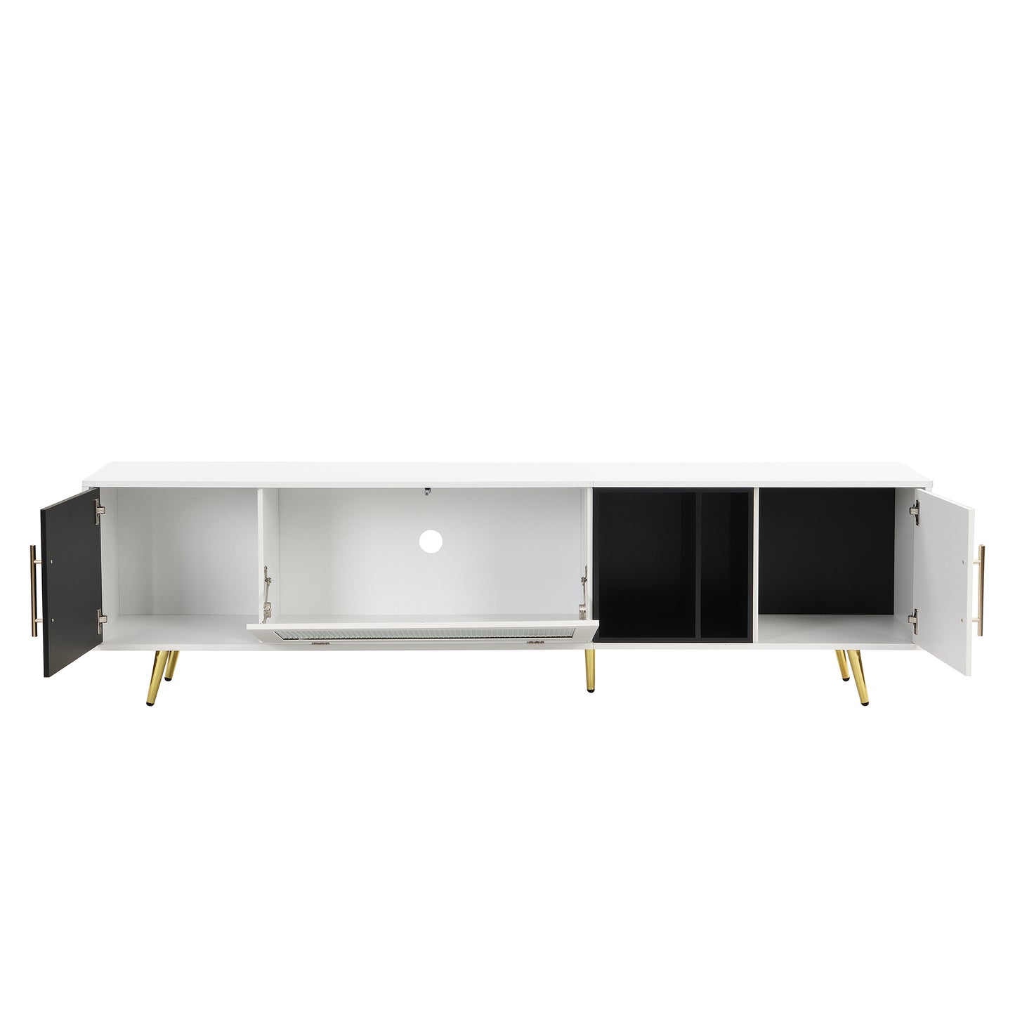 1st Choice Stylish TV Stand Two-tone Media Console with Golden Metal