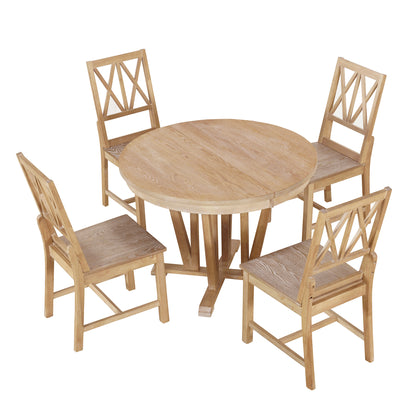 1st Choice 5-Piece Dining Table Set with 4 Cross Back Dining Chairs