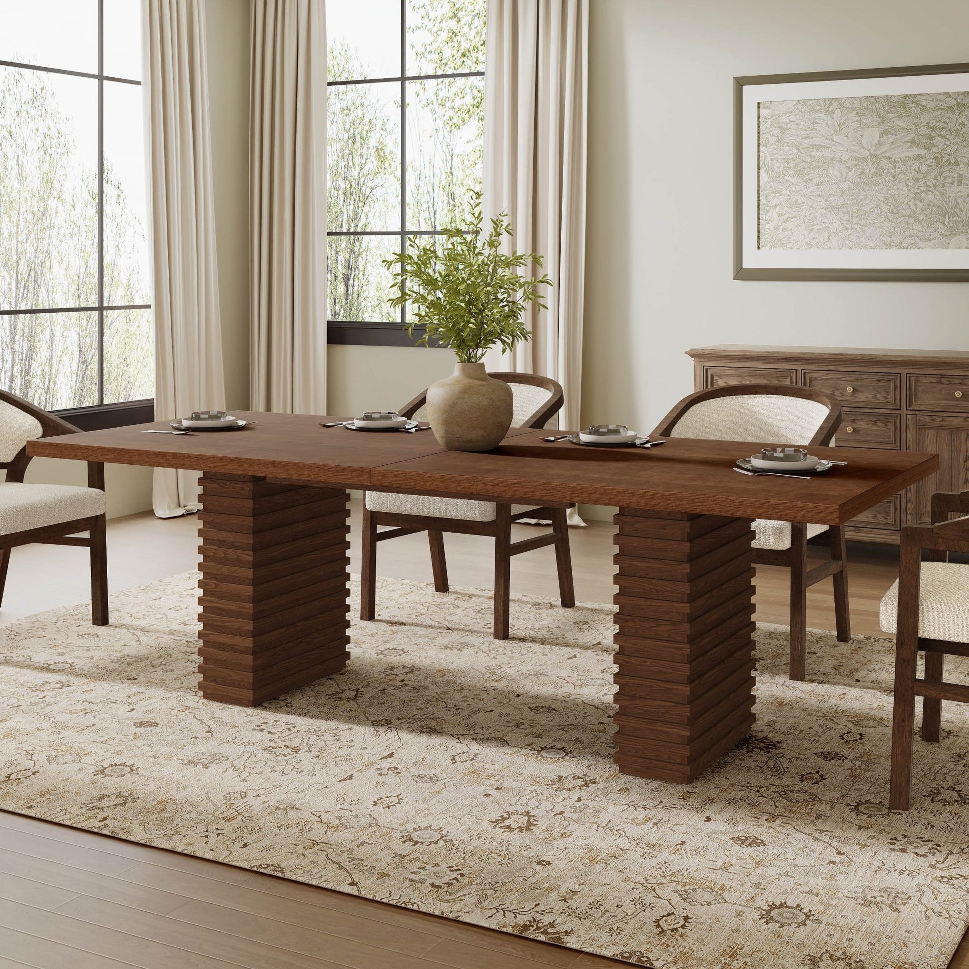 95INCHES DINING TABLE (WALNUT) - 1st Choice Furniture Direct