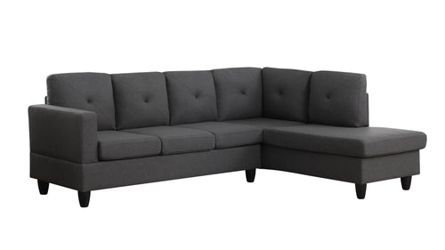 1st Choice Santiago Dark Gray Linen Sectional Sofa with Right Facing Chaise
