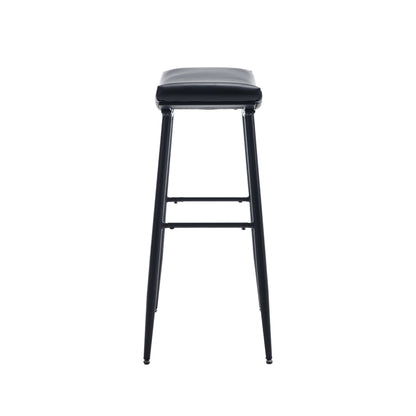 Counter Height Bar Stool Set of 2 for Dining Room Kitchen Counter Island, PU Upholstered Breakfast Stools With Footrest,Black
