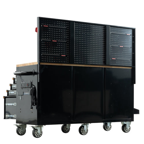 1st Choice Heavy-Duty 62" 10-Drawer Black Tool Chest Mobile Workbench