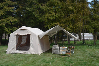 9.8 x13ft with canopy, Inflatable Camping Tents with Hand Pump, Air Glamping Tents, Easy Setup Waterproof and Windproof Blow up Tent Beige - 1st Choice Furniture Direct