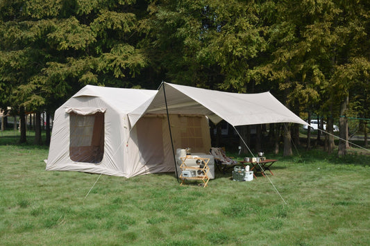 9.8 x13ft with canopy, Inflatable Camping Tents with Hand Pump, Air Glamping Tents, Easy Setup Waterproof and Windproof Blow up Tent Beige - 1st Choice Furniture Direct