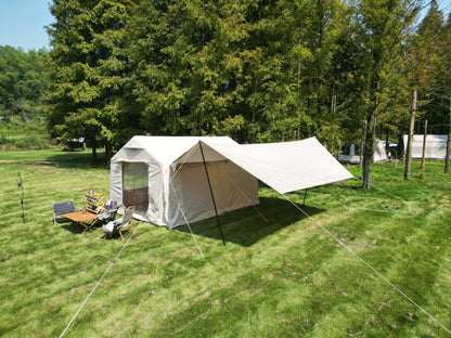 9.8 x13ft with canopy, Inflatable Camping Tents with Hand Pump, Air Glamping Tents, Easy Setup Waterproof and Windproof Blow up Tent Beige - 1st Choice Furniture Direct