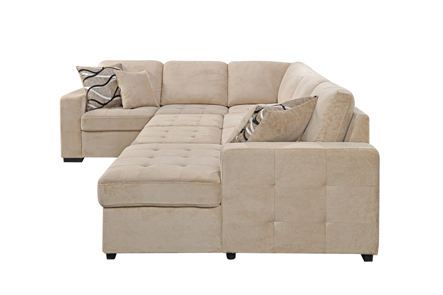 1st Choice 123" Oversized Sectional Sofa with Storage Chaise in Beige