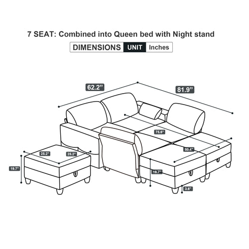 1st Choice Sectional Modular Sofa 7 Storage Seat Sofa Bed Couch