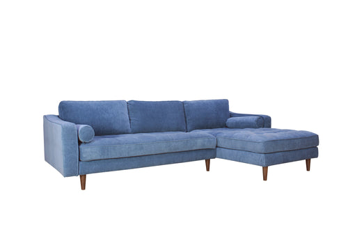 1st Choice Modern Anderson RAF Living Room Sectional Sofa in Denim Blue