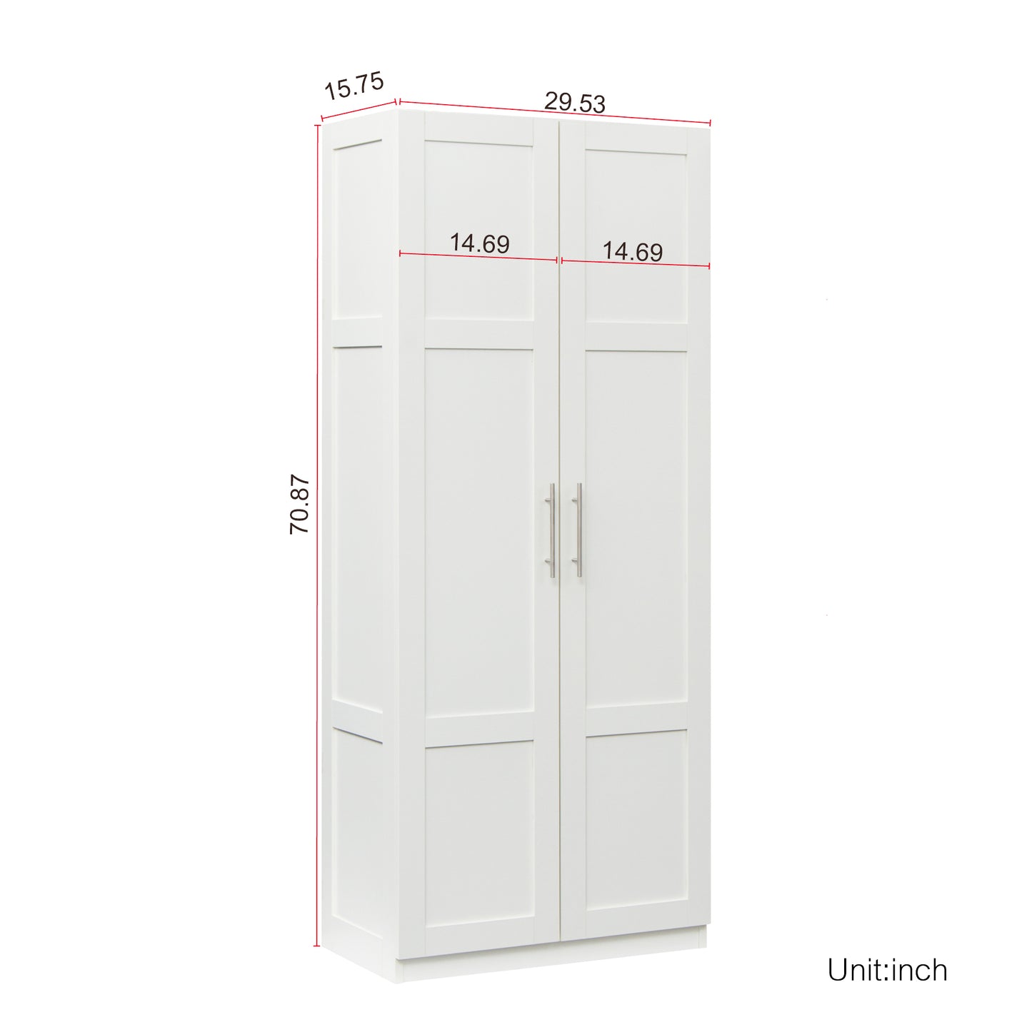 1st Choice High Wardrobe and Kitchen Cabinet with 2 Doors in White