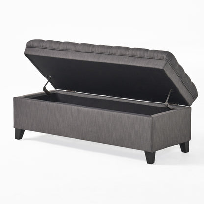 1st Choice Modern Stylish Storage Fabric Ottoman in Gray Finish