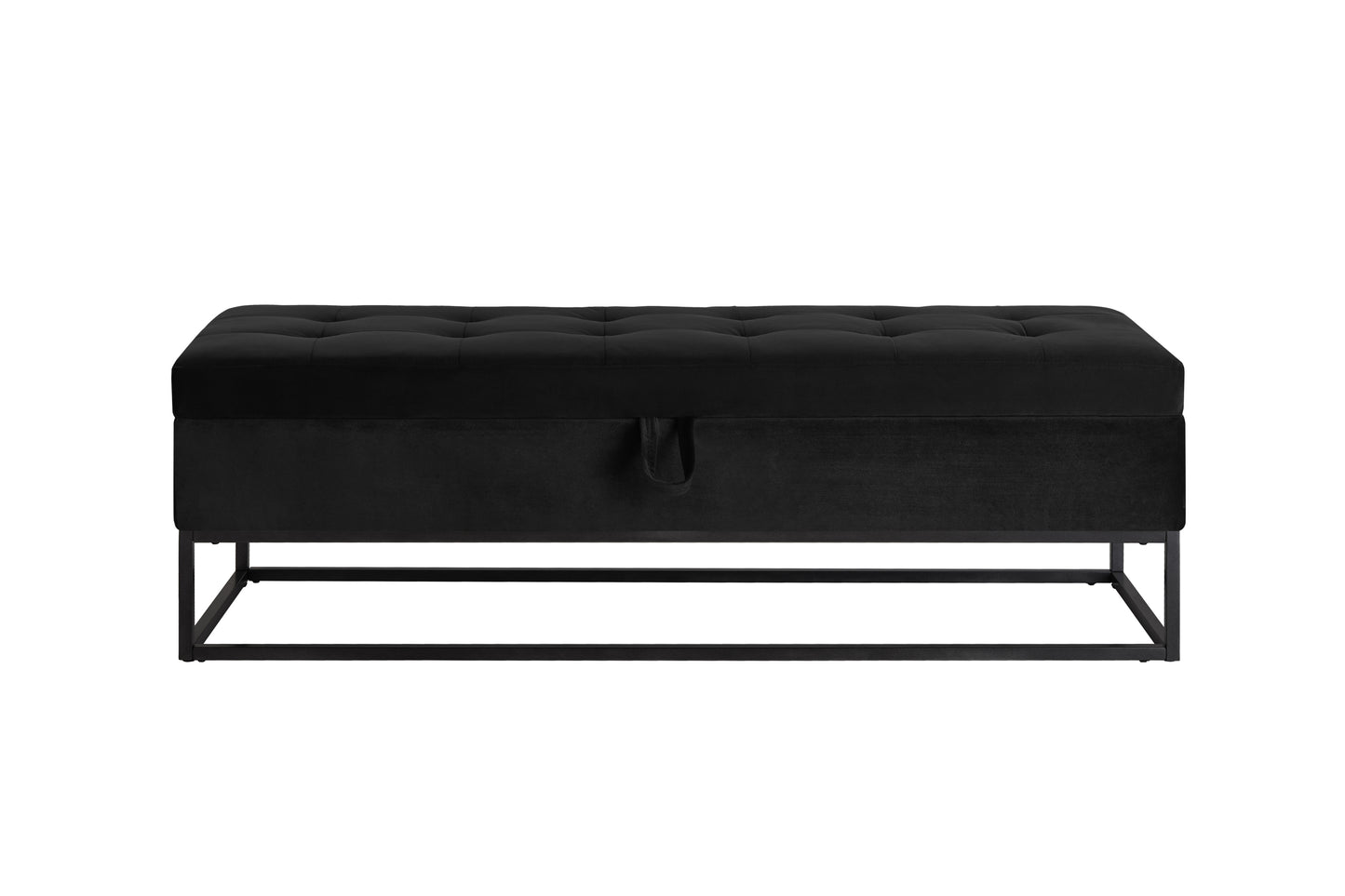 1st Choice Modern 58.6" Bed Bench Metal Base with Storage Black Velvet