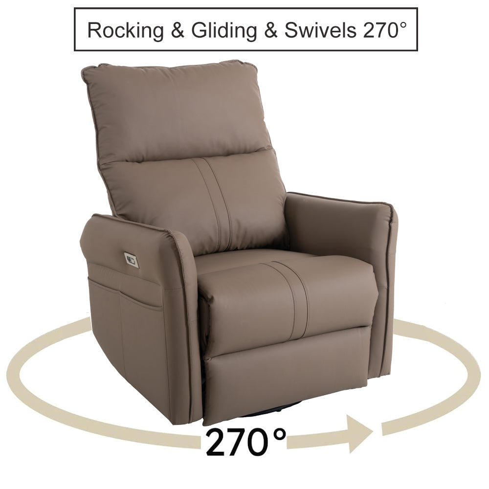 1st Choice Power Swivel Rocker Recliner Chair Sofa with USB Ports