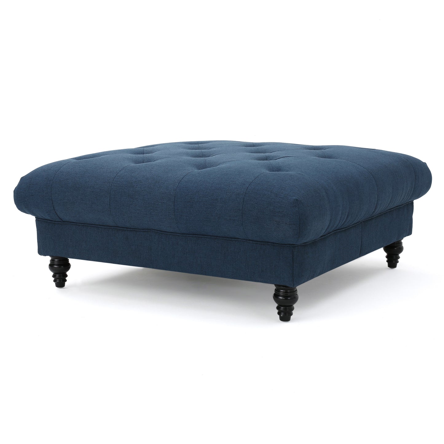 1st Choice Modern Madrid KD Tufted Fabric Ottoman in Navy Blue