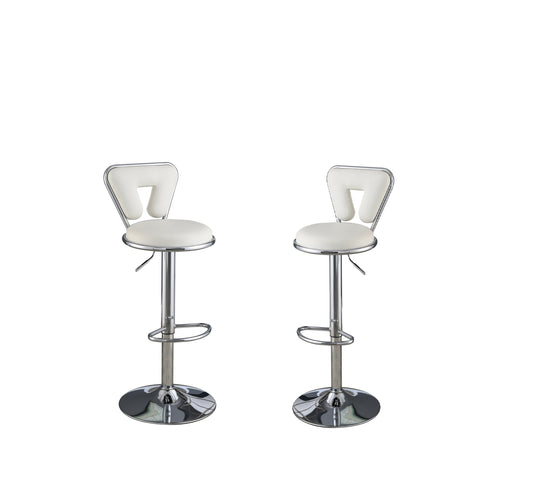 1st Choice Barstool White Faux Leather Chrome Metal Frame - Set of 2