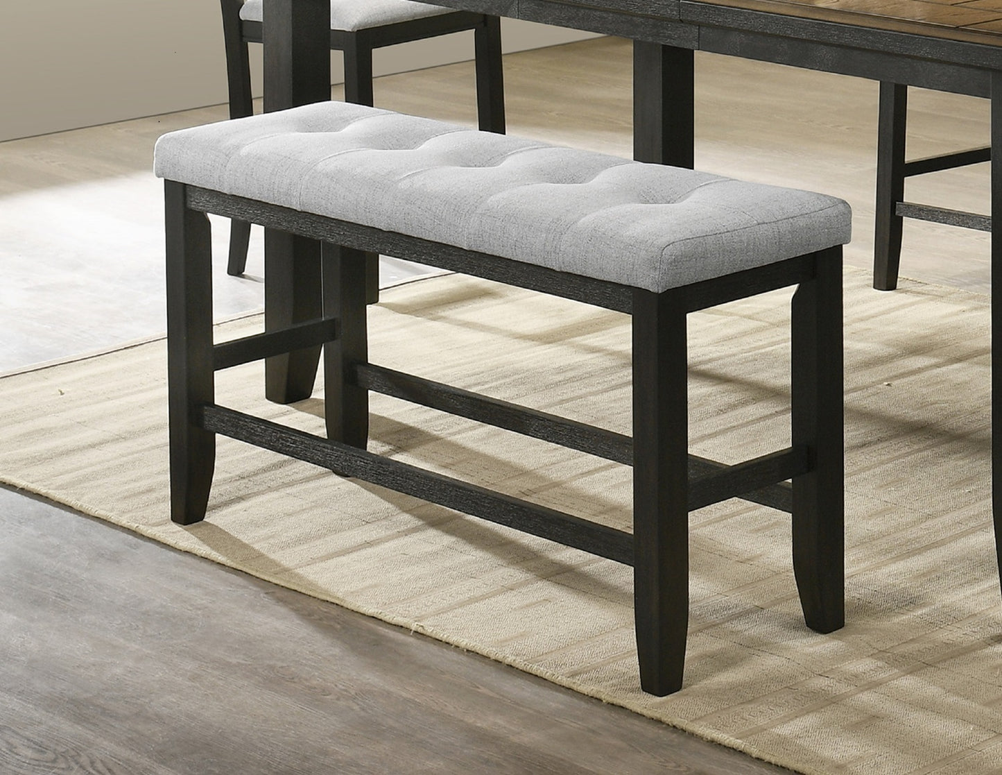 1st Choice Charcoal Counter Height Bench with Tufted Upholstery