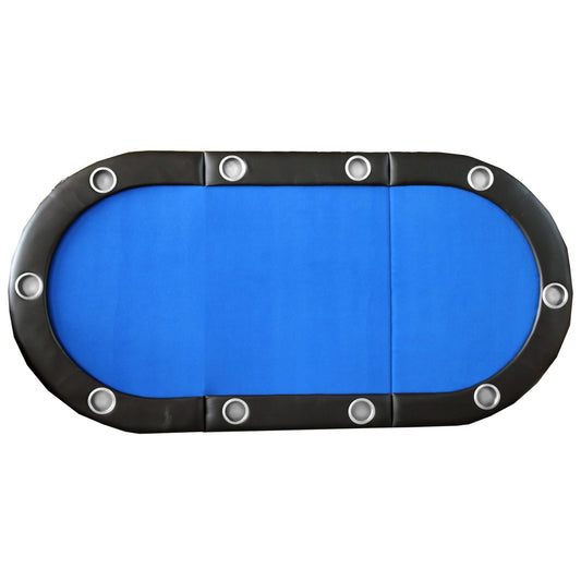 Folding Poker Table Top for 10 Players Tri-Fold Texas Holdem Blackjack Casino Game Tabletop Blue
