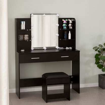 1st Choice Simple Hair Desk with Multi and Large Storage Space in Black