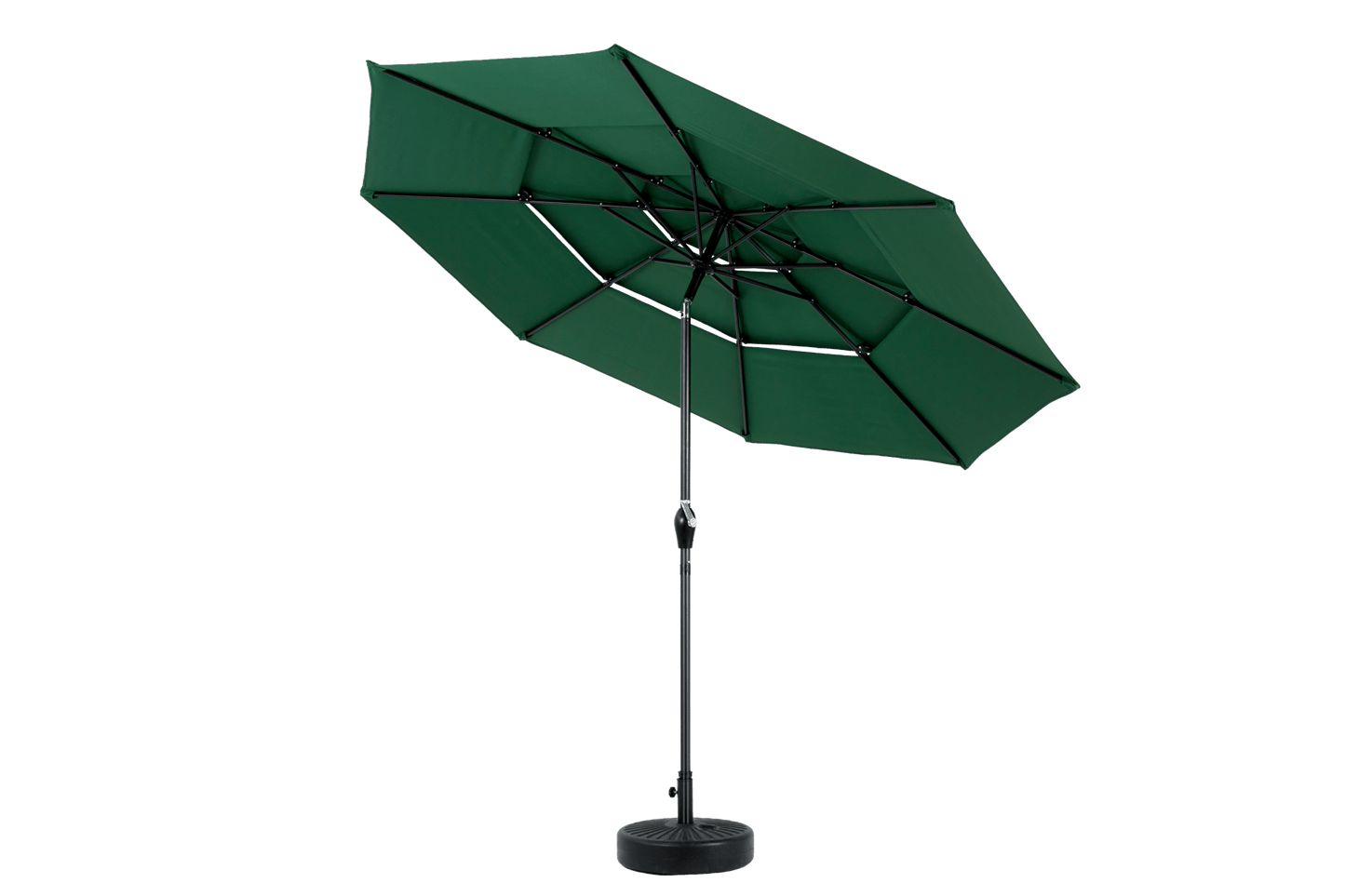 9ft 3 Tier Auto - tilt Umbrella ,Outdoor Patio Umbrella - Market Table Pool Deck Umbrella (Base Not Included) - ( Dark green ) - 1st Choice Furniture Direct