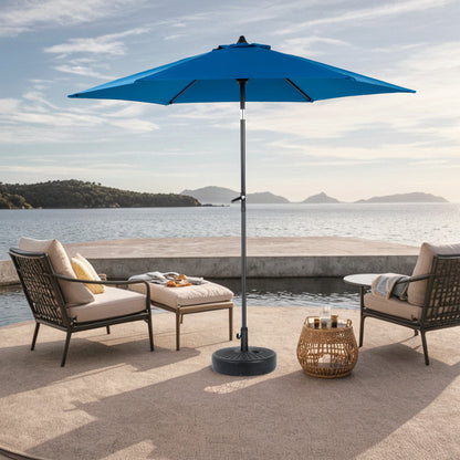 9FT Outdoor Patio Umbrella Outdoor Table Umbrella with Push Button Tilt and Crank, Market Umbrella 6 Sturdy Ribs , Deck, Backyard, Pool (Base Not Included) - ( Blue ) - 1st Choice Furniture Direct