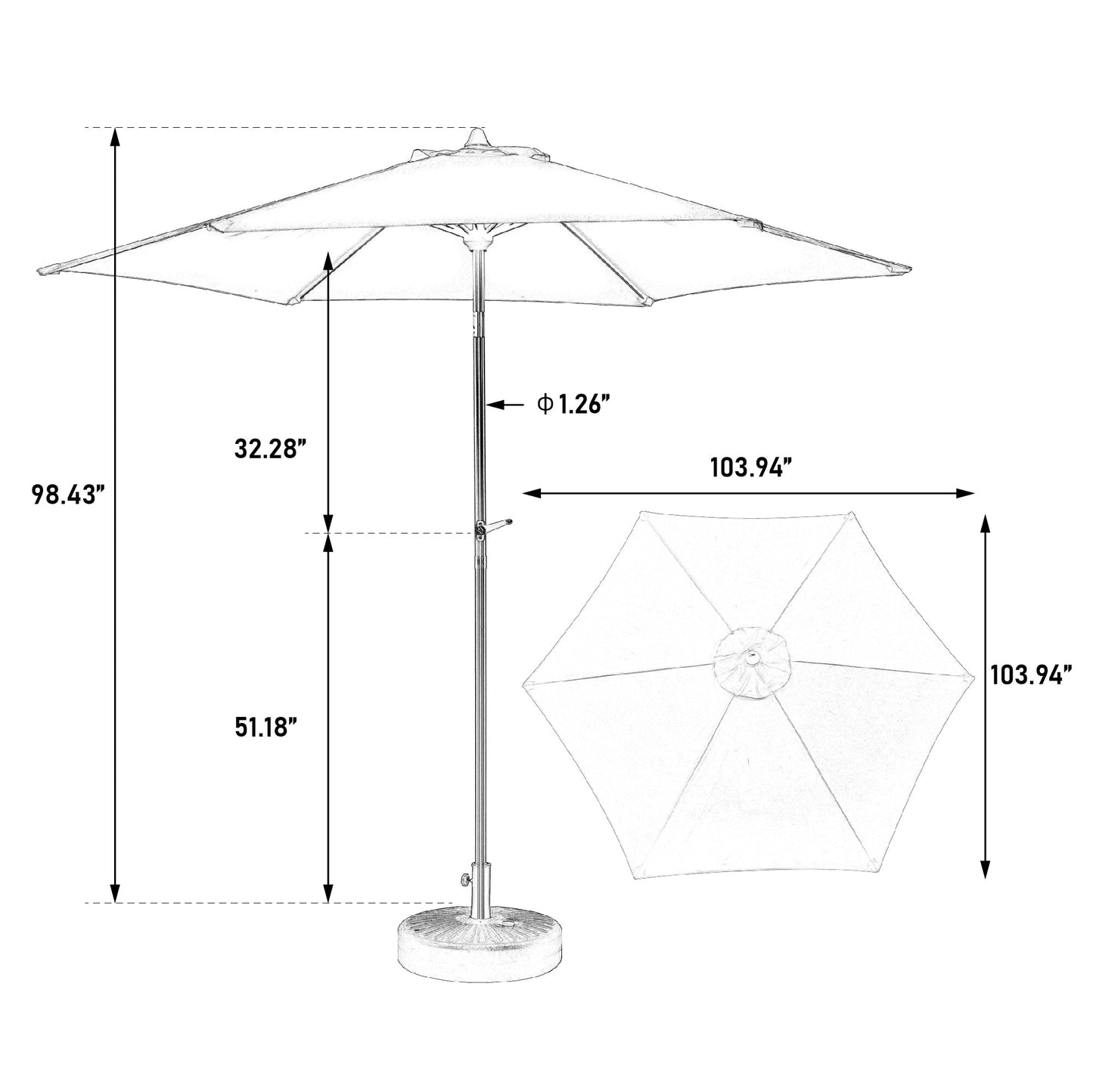 9FT Outdoor Patio Umbrella Outdoor Table Umbrella with Push Button Tilt and Crank, Market Umbrella 6 Sturdy Ribs , Deck, Backyard, Pool (Base Not Included) - (Navy blue ) - 1st Choice Furniture Direct