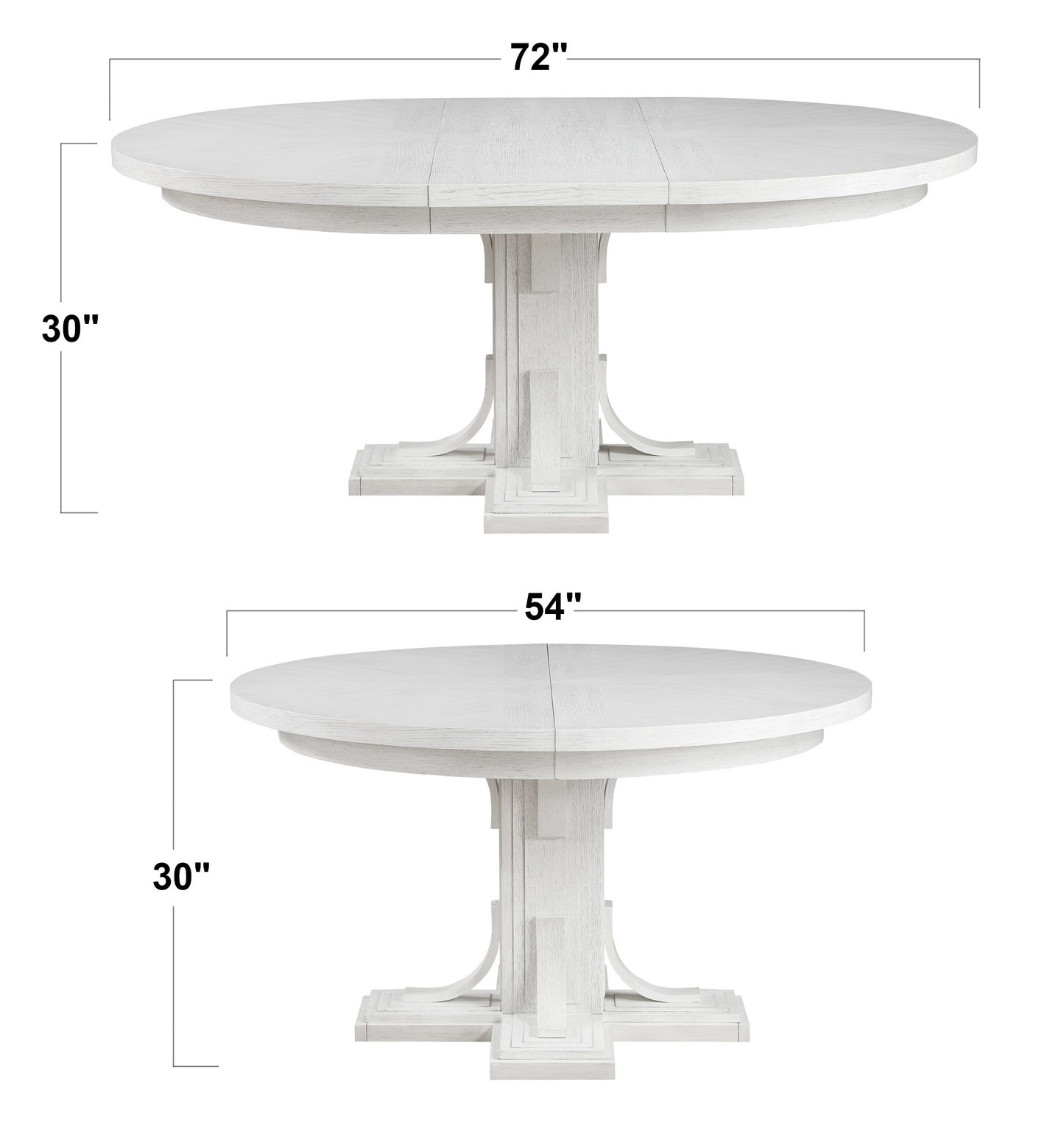 Sunset Trading Dover 6PC 54” Round to 72" Oval Expanding Pedestal Dining Table Set w Storage Sideboard