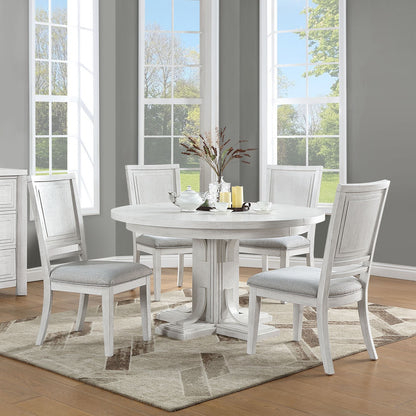 Sunset Trading Dover 5PC 54” Round to 72" Oval Expandable Pedestal Dining Table Set, Chairs with Padded Upholstered Seats