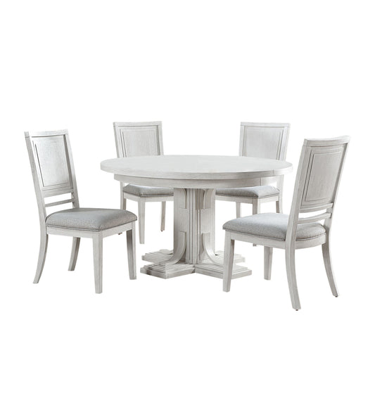 Sunset Trading Dover 5PC 54” Round to 72" Oval Expandable Pedestal Dining Table Set, Chairs with Padded Upholstered Seats