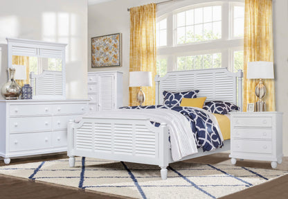 Sunset Trading White Shutter Wood 5 Piece Queen Bedroom Set