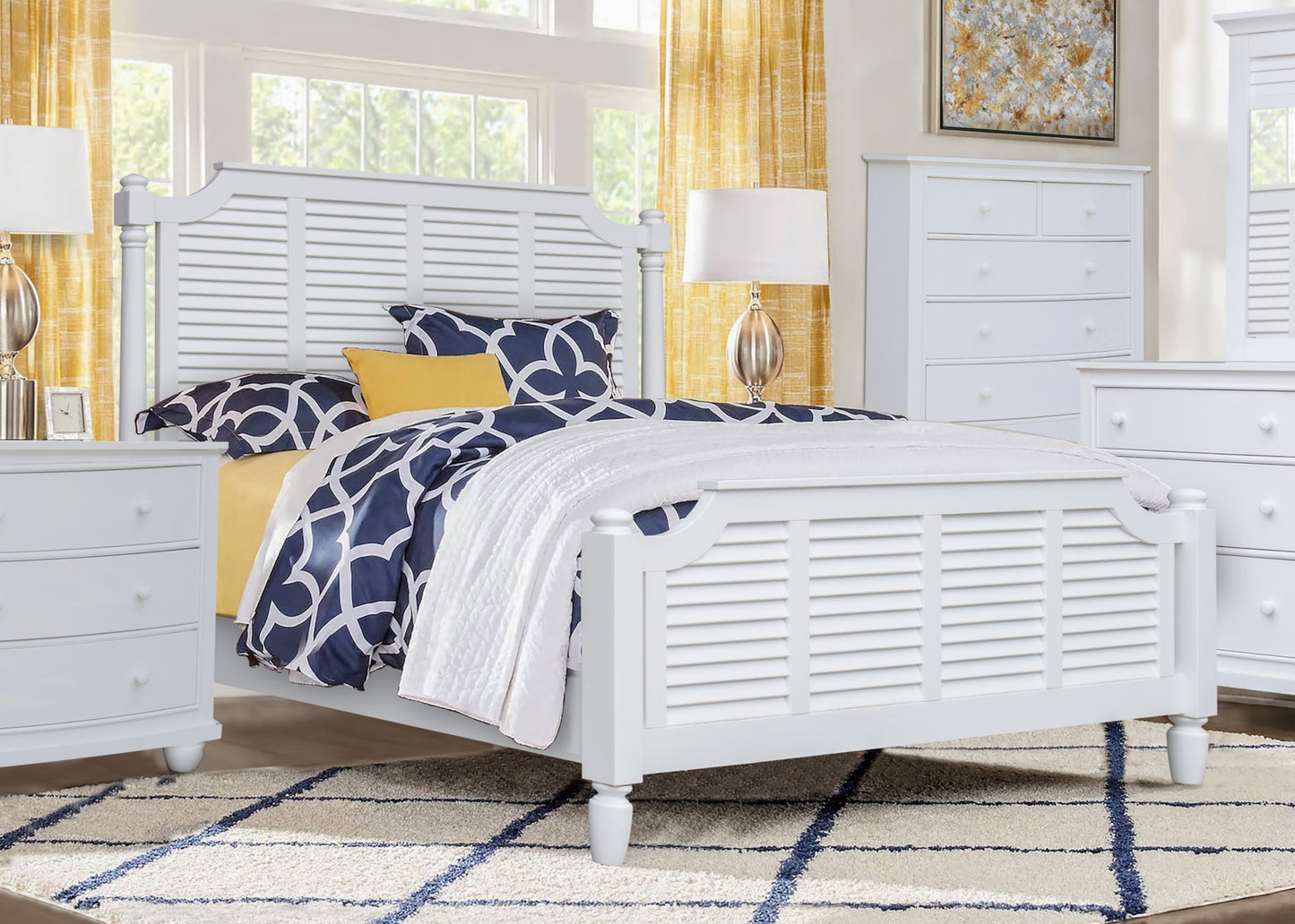 Sunset Trading White Shutter Wood Queen Bed