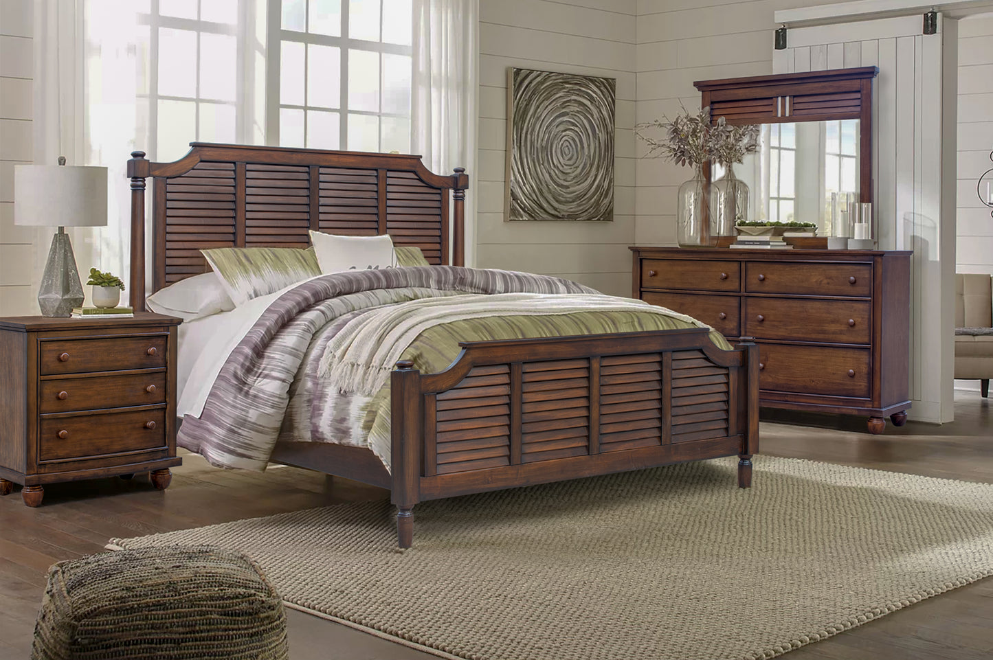 Sunset Trading Bahama Shutter Wood 5 Piece Queen Bedroom Set